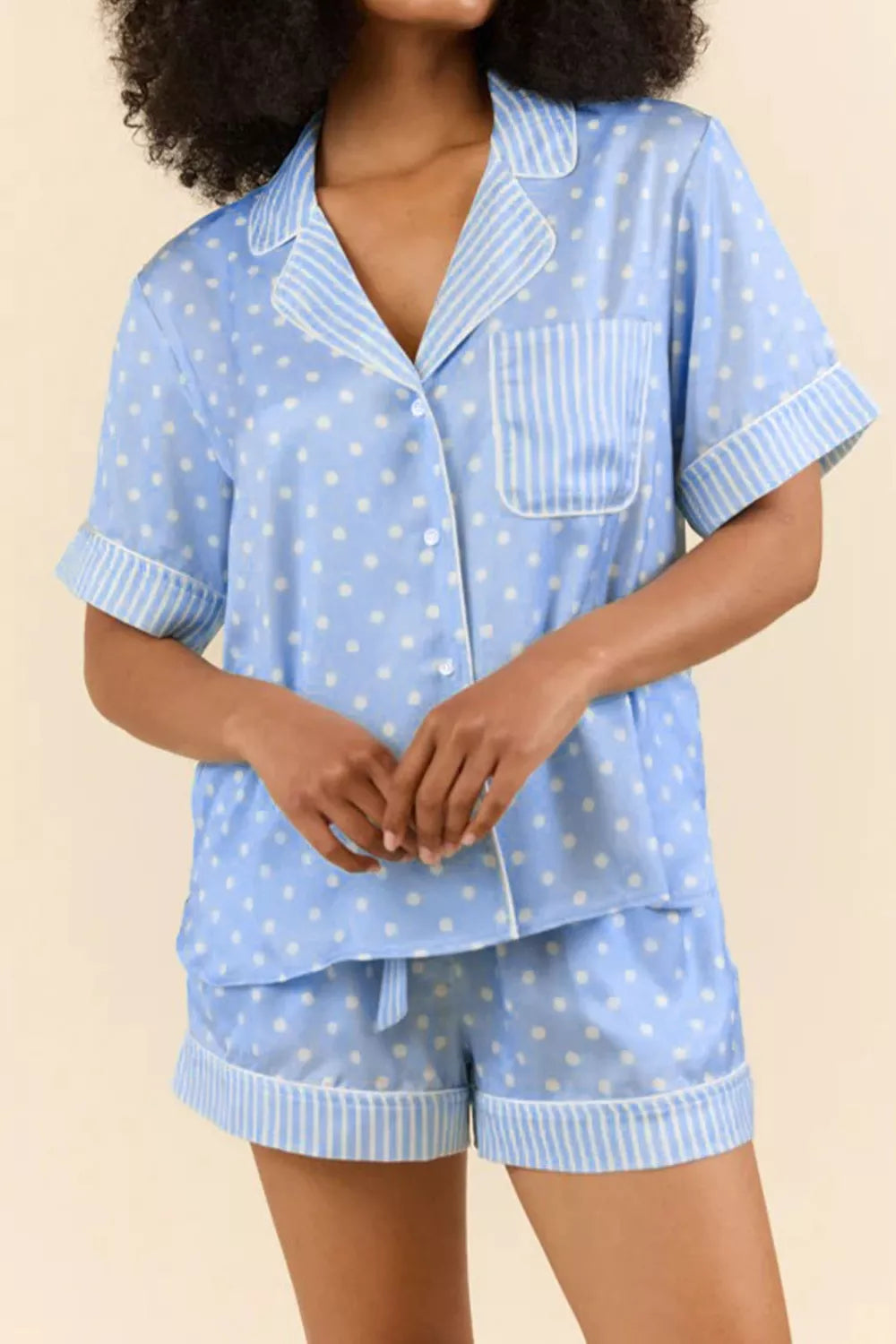 SYNZ Dotted Print Soft Short Pajama Set