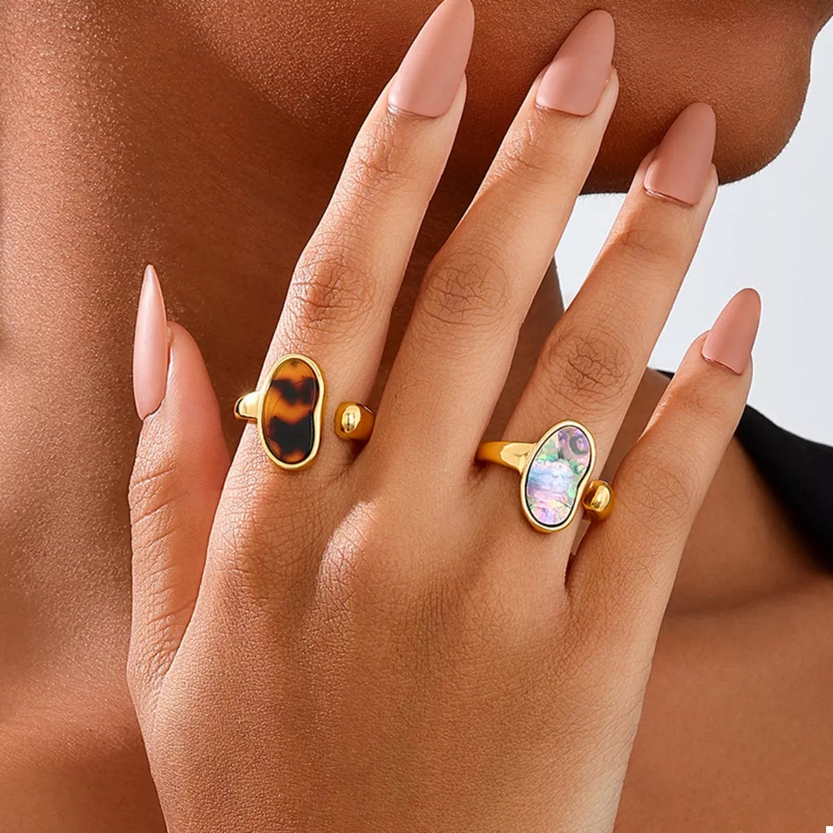 Tempting Bling-Bling 18K Gold-Plated Oval Open Ring