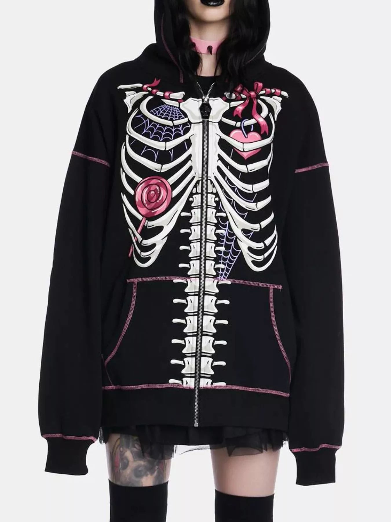 Sara Rue Halloween Zip-Up Drawstring Hoodie