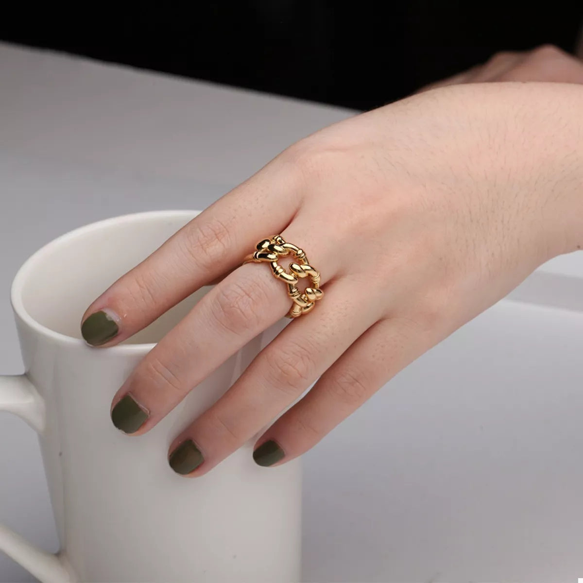 Ocealla 18K Gold-Plated Chain Link Open Ring