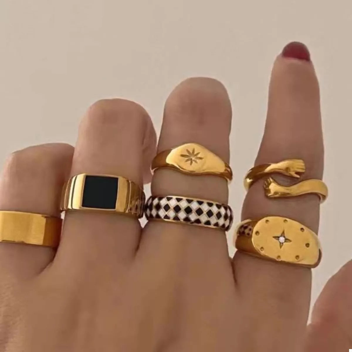 Cool Glitterati 6 Piece 18K Gold-Plated Ring