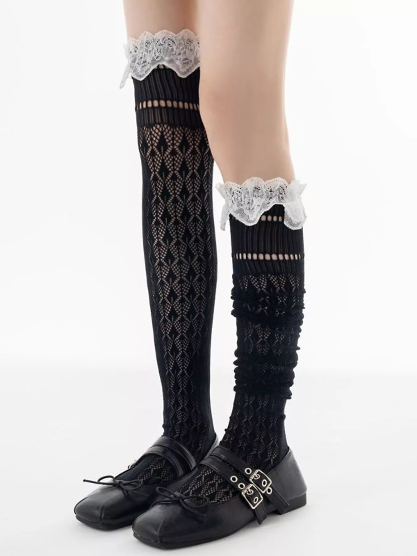 Candy Lace Over-the-Knee Hollow-Out Stockings