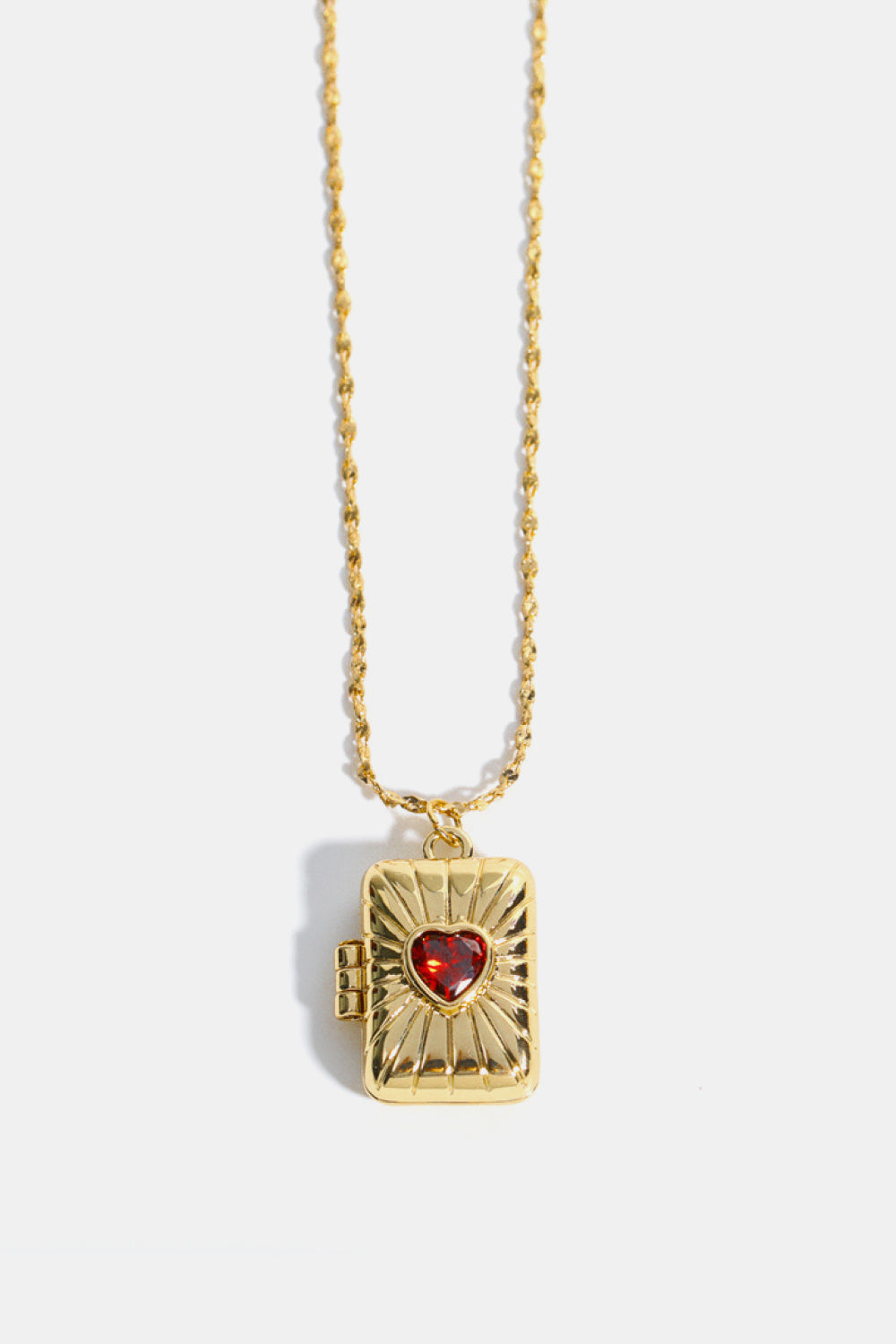 H&S Heart Zircon Box Pendant Copper Necklace