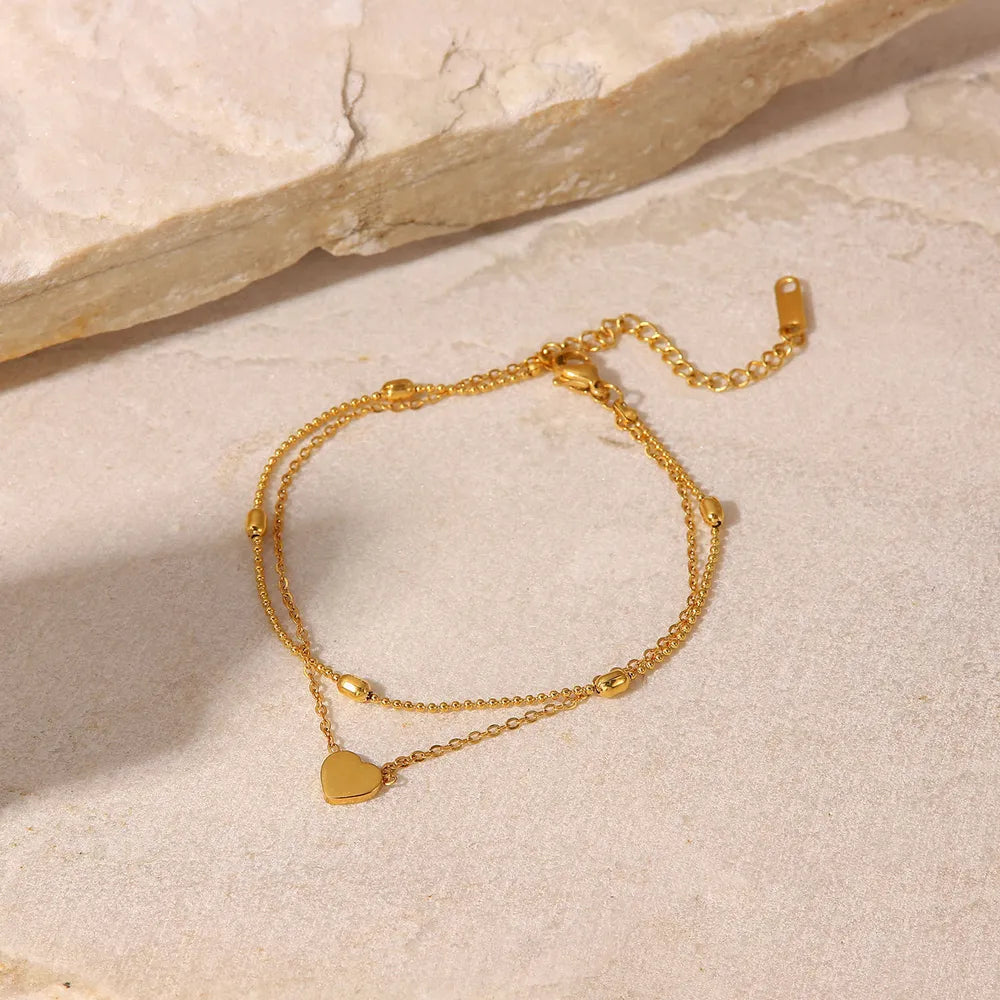 Jack&Din Heart Shape Double-Layered Anklet