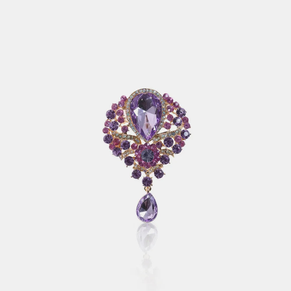 S.P. Alloy Rhinestone Teardrop Brooch
