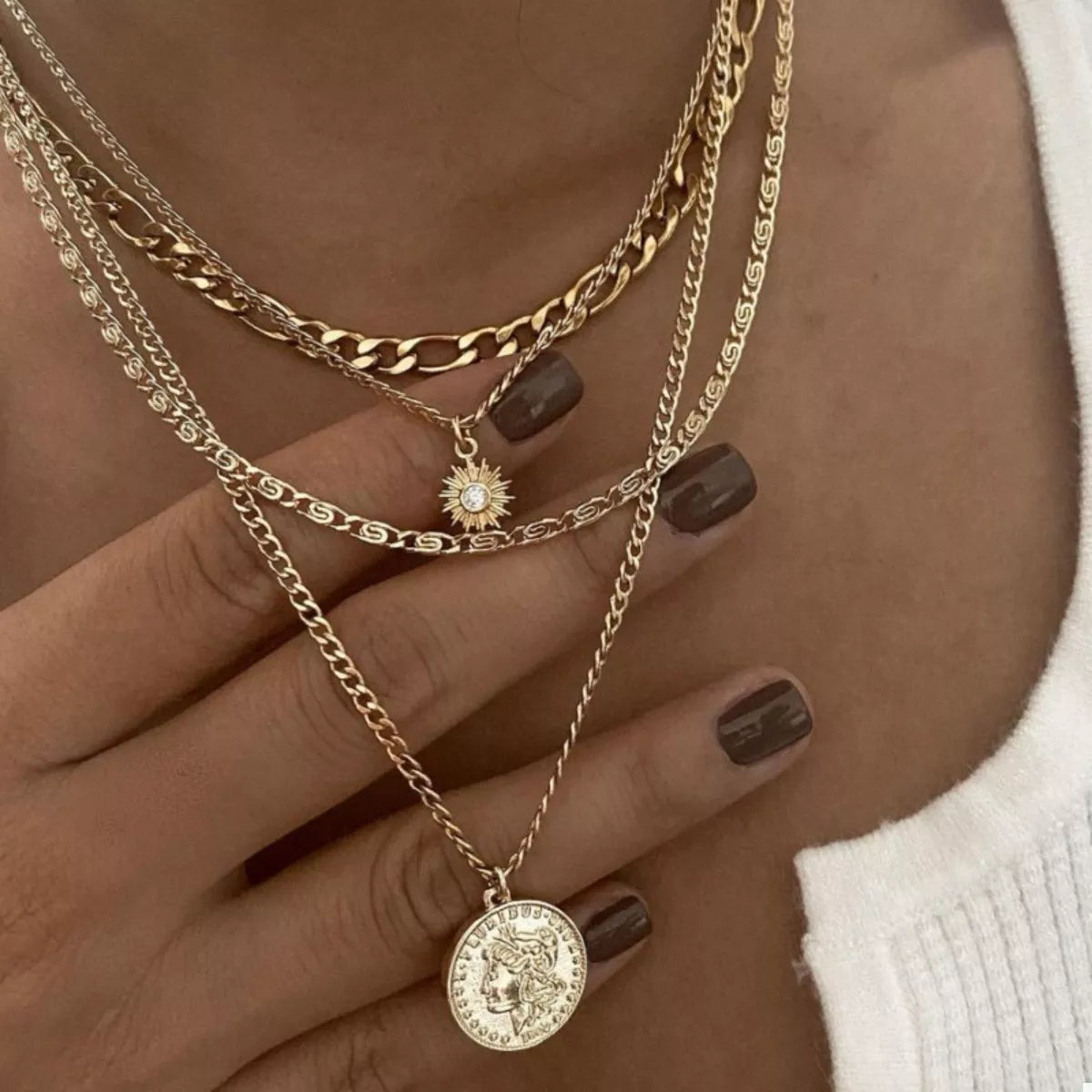 Cool Glitterati Four Layered Pendant Necklace