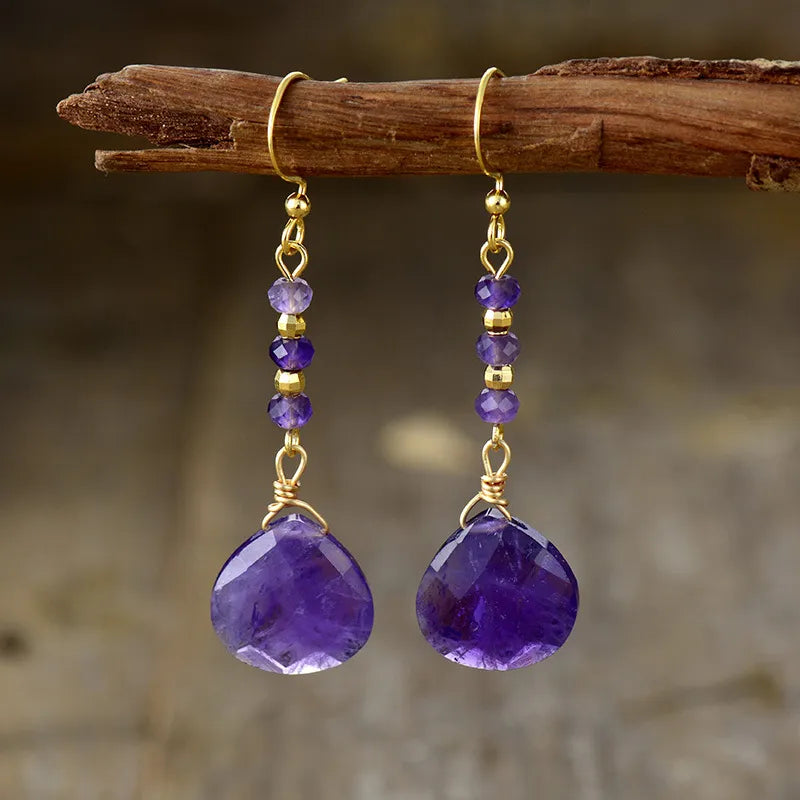 L.Z. Natural Stone Bead Shape Earrings