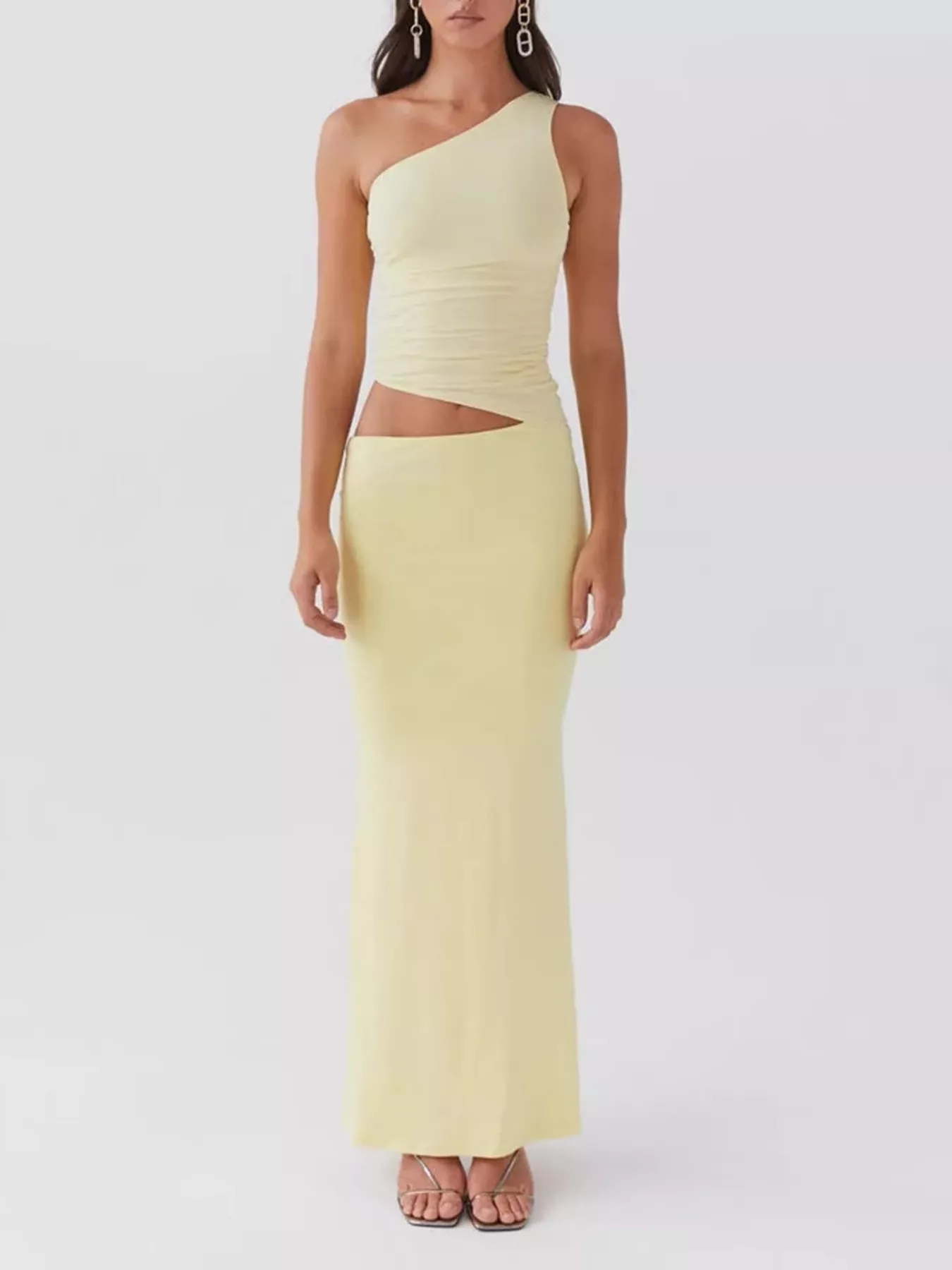 Shatter Full Size One-Shoulder Top and Maxi Skirt Set Plus Size