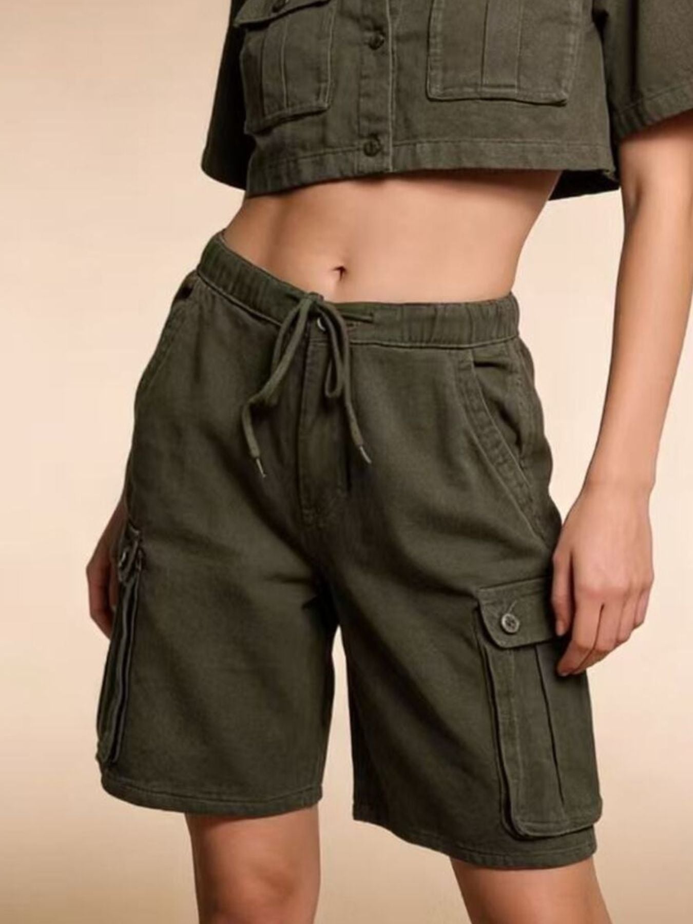 Dreamy Drapes Cargo Shorts with Drawstring