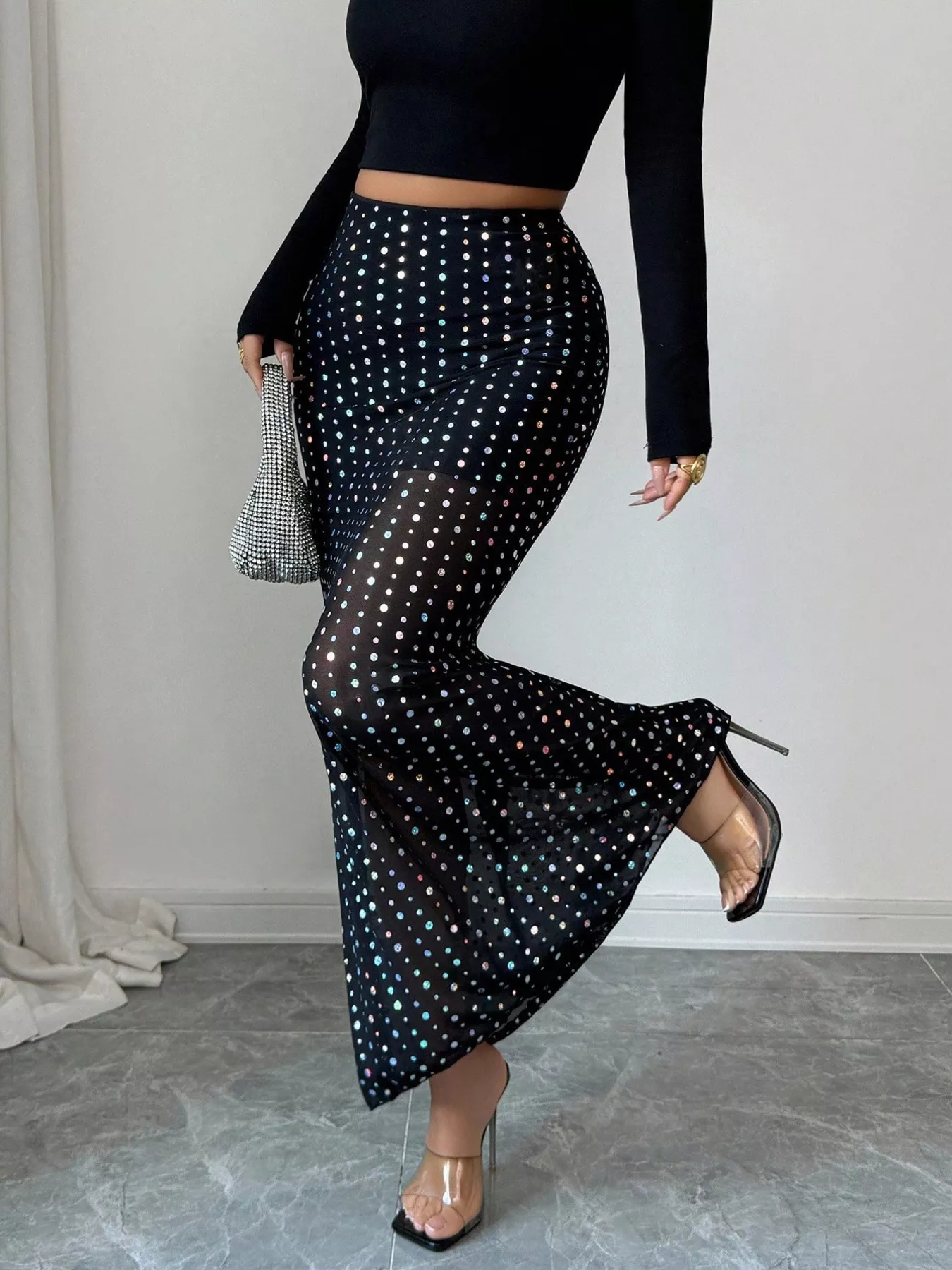 WXFS Polka Dot Maxi Skirt