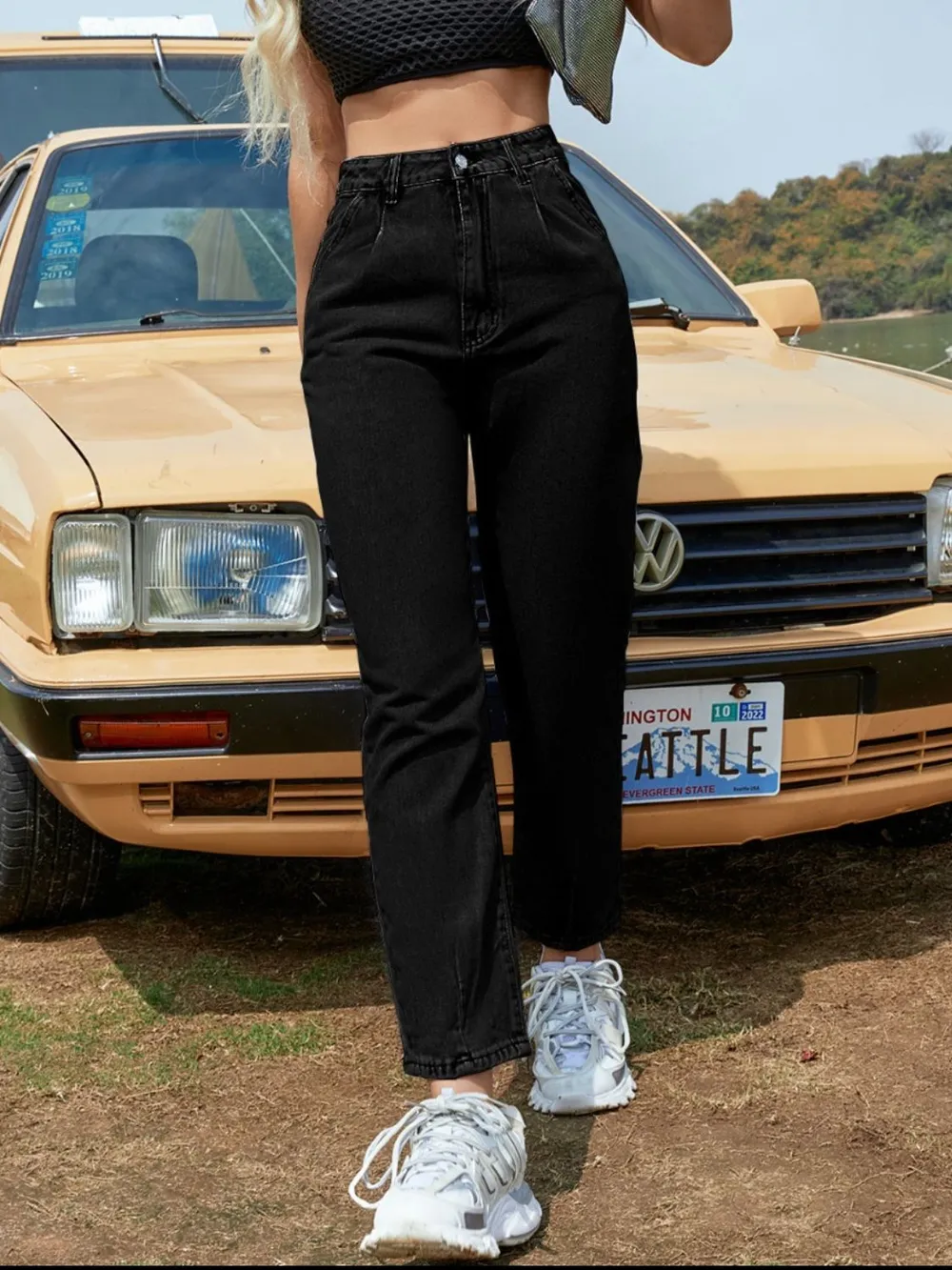 She Wild Straight Leg Jeans with Pockets