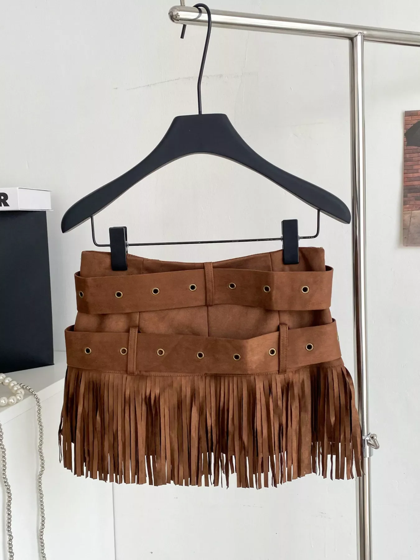 Rogue Theory Fringe Belted Mini Skirt