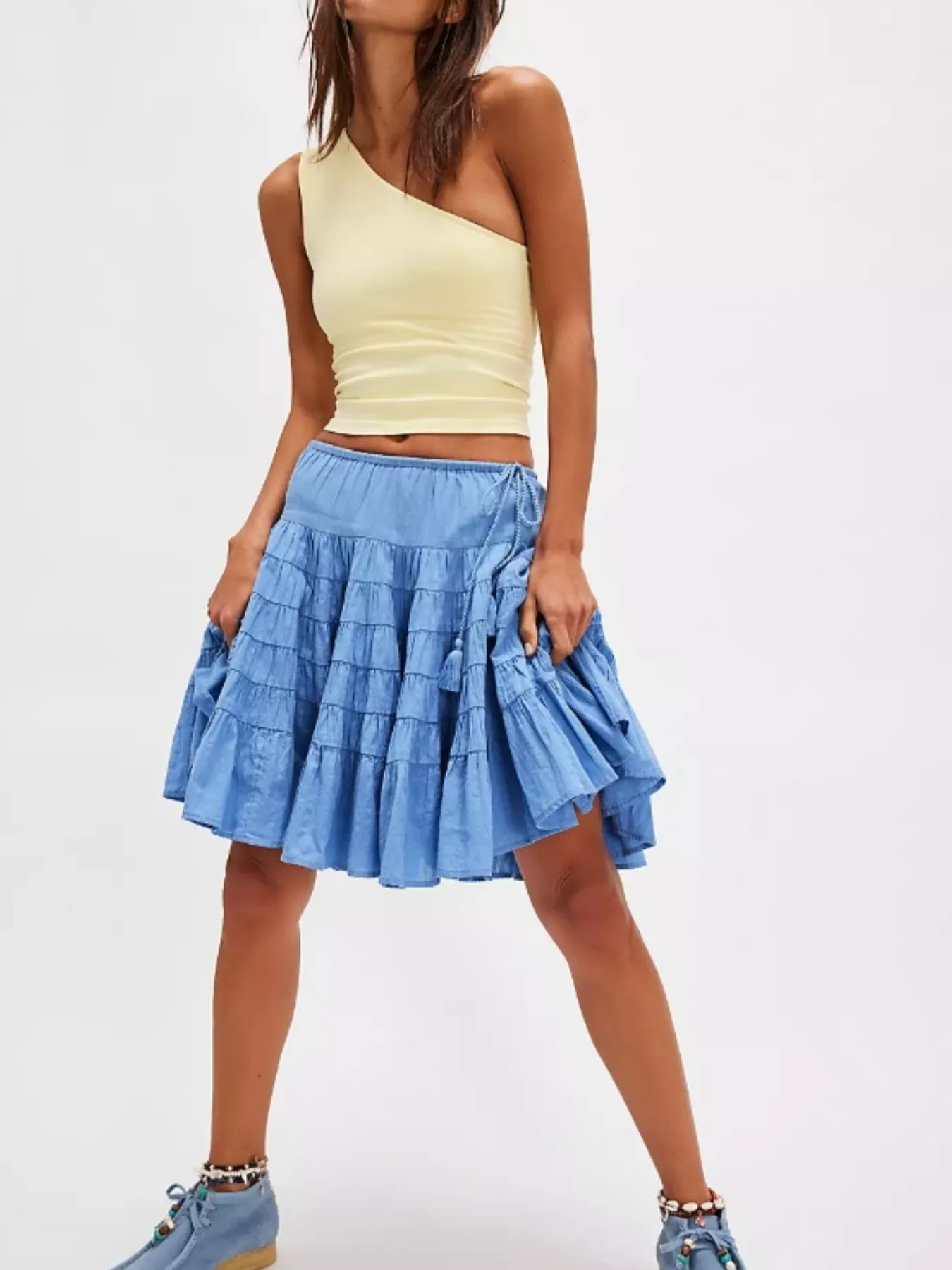 The Gilded Age Tiered Drawstring Mini Skirt