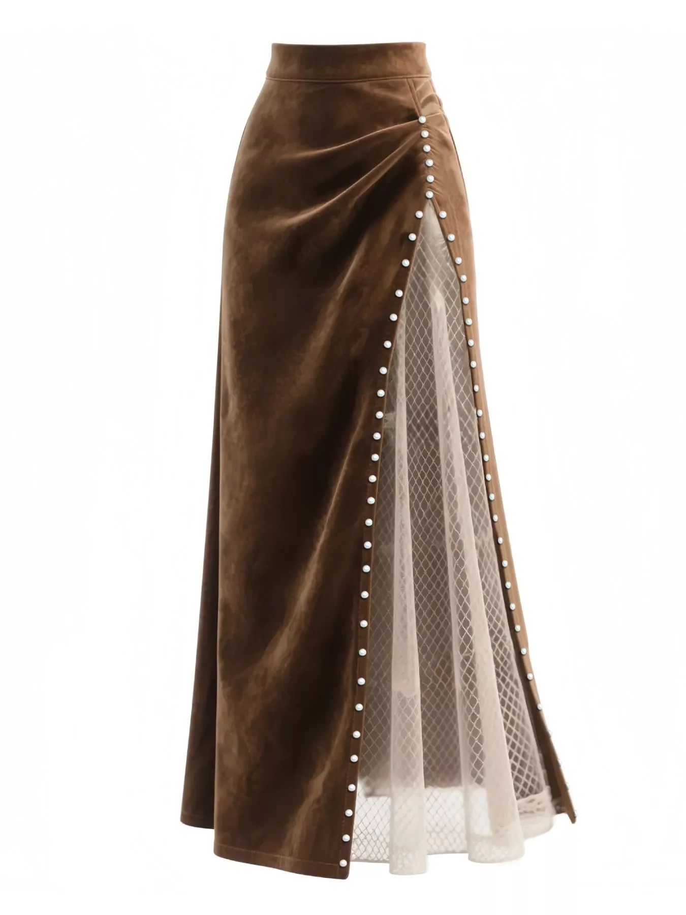 Moya Pearl Trim Slit Maxi Skirt