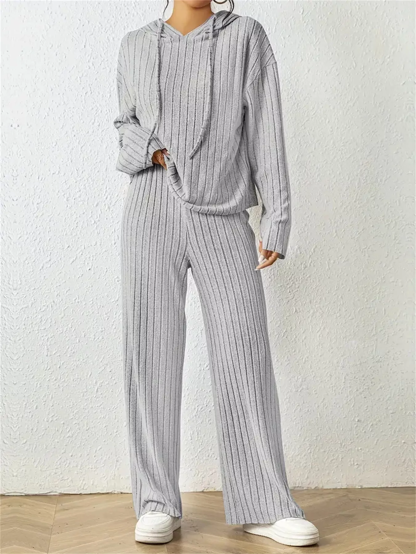 Bally Love Ribbed Drawstring Hoodie and Pants Set