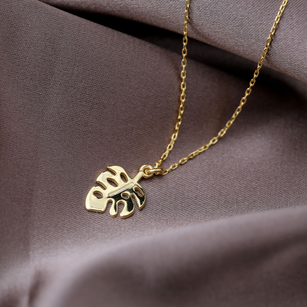Unbranded Minimalist Leaf Design Sterling Silver Gold Plated Necklace