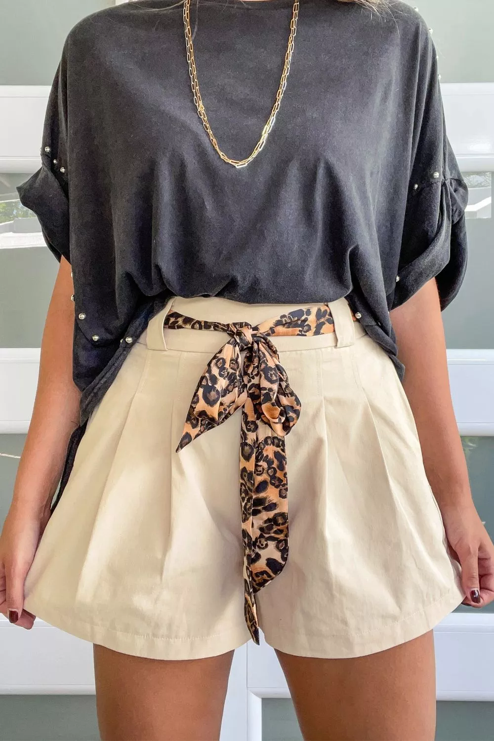 SYNZ High-Waisted Pleated Shorts