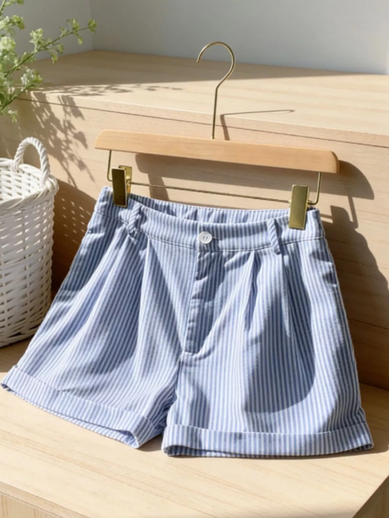 Modern Nomad Striped Rolled Hem Shorts