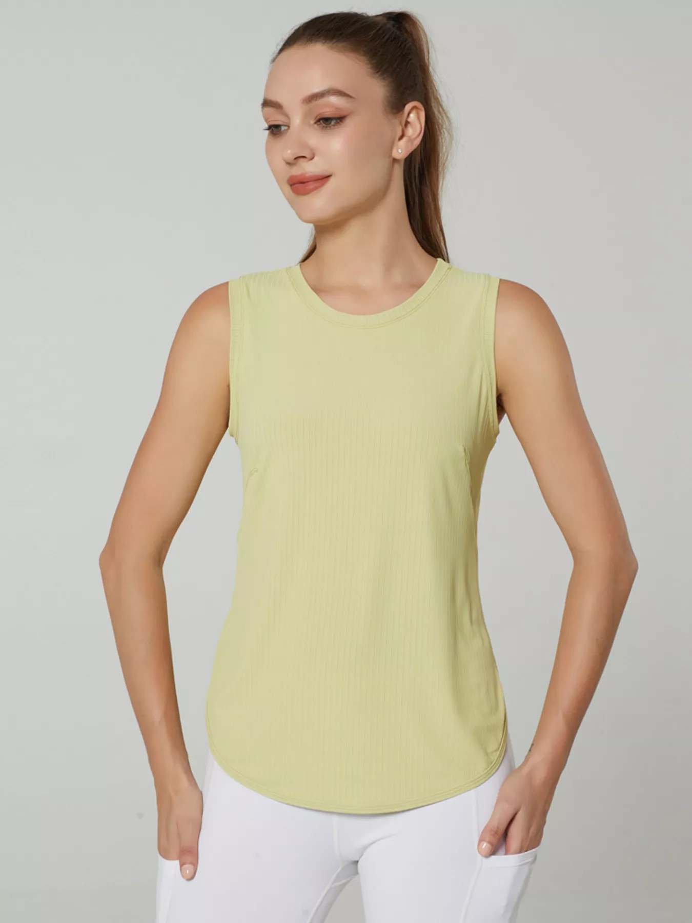Velvety Charm Lightweight Ribbed Active Tank