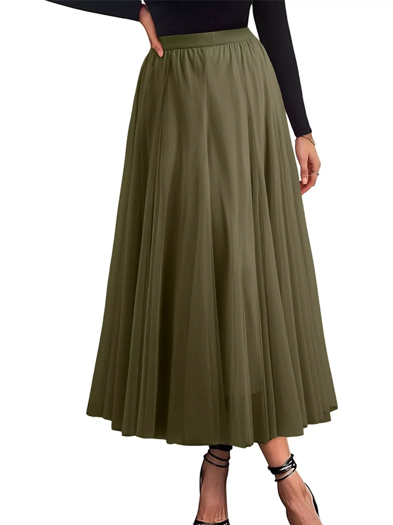 SYNZ Tulle A-Line Midi Skirt