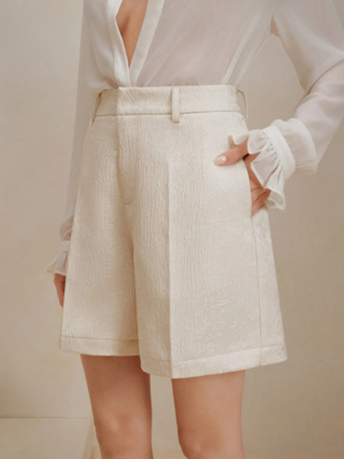 Chic Chronicles High-Waist Textured Shorts