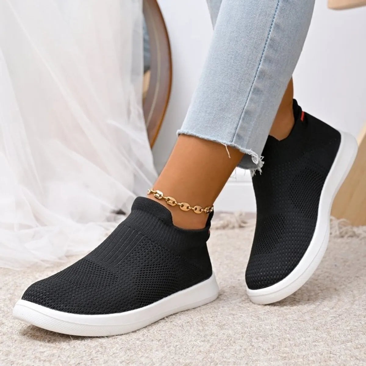 Sweet Sandals Breathable Knit Slip-Ons