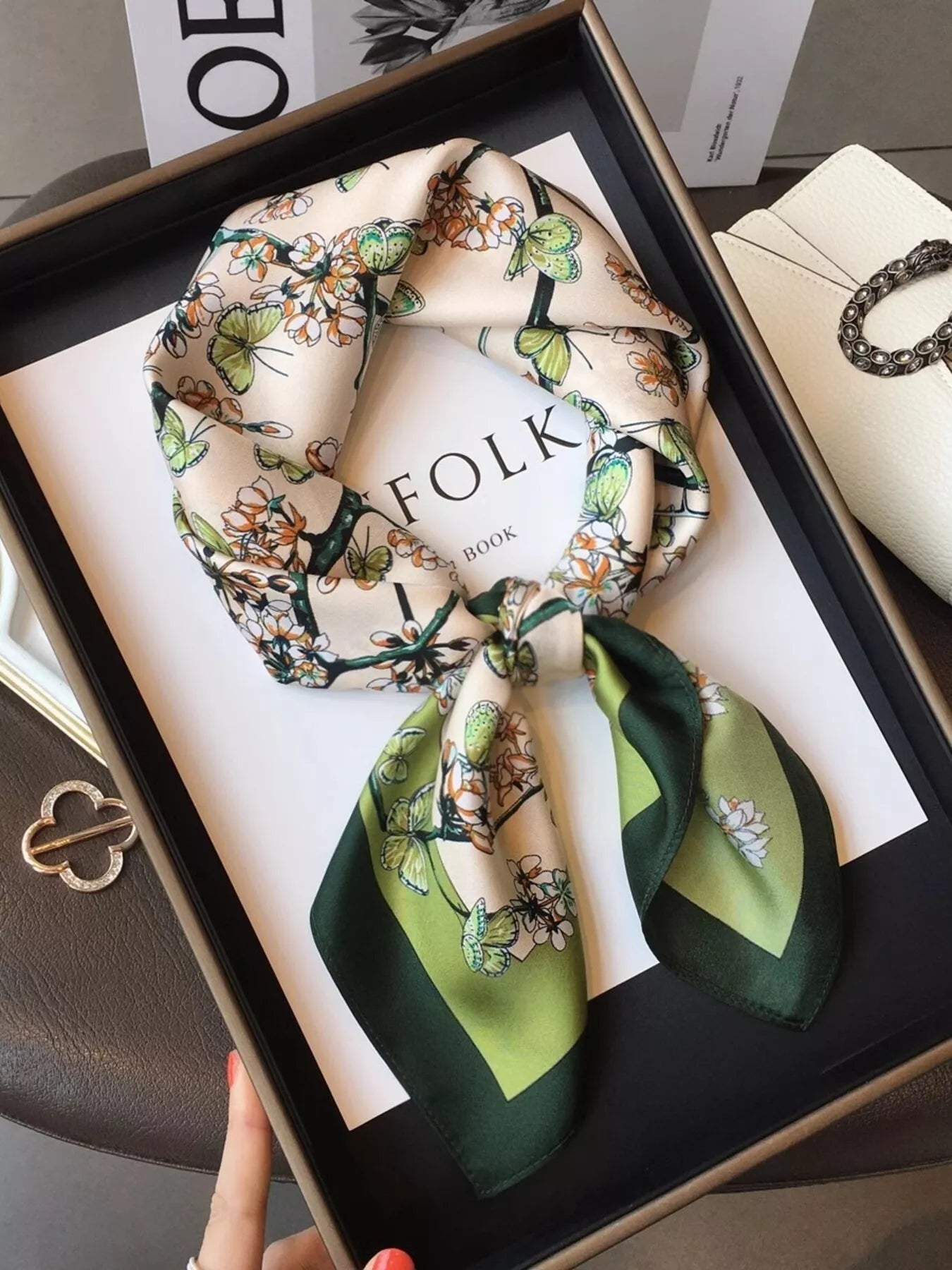 MonoFold Floral Print Silk Scarf