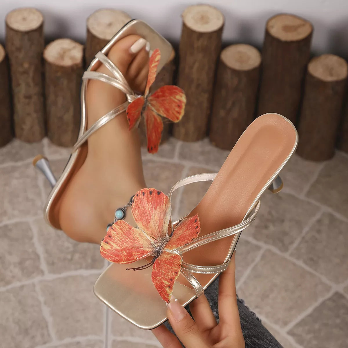 Classy Ballet Flats Butterfly Flare Heels Sandals