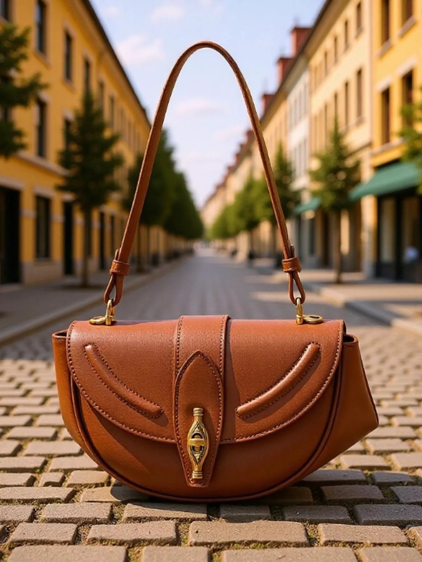 Luxe Leather Vintage Saddle Shoulder Bag