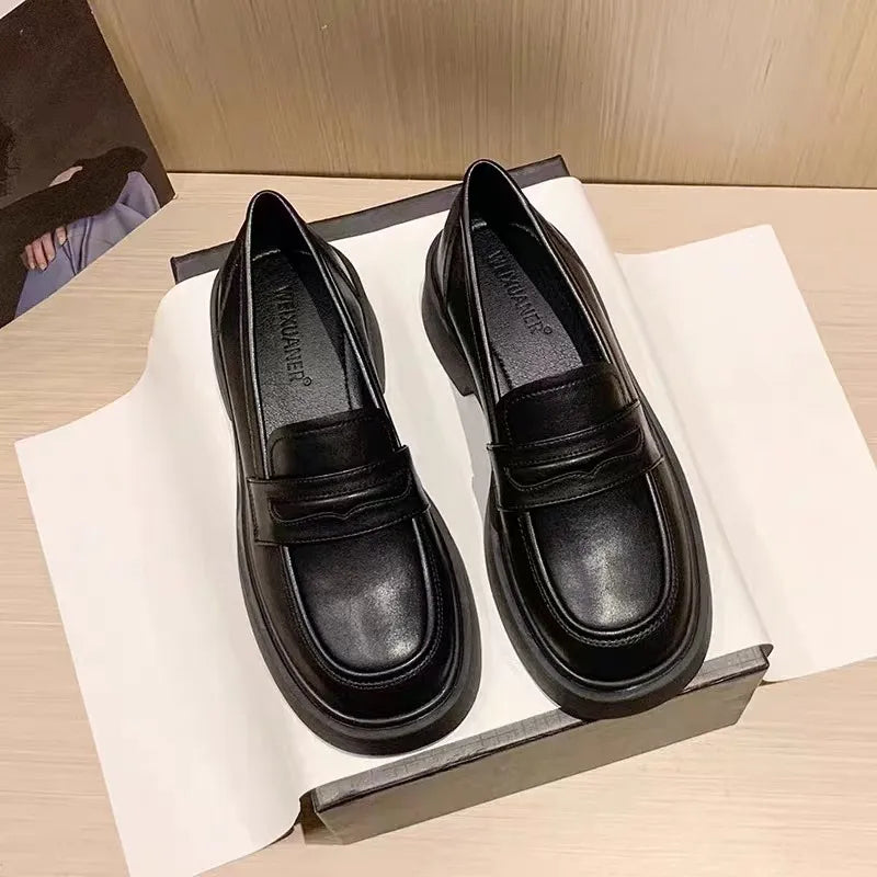 Feminine Shoes Round Toe Platform Loafers
