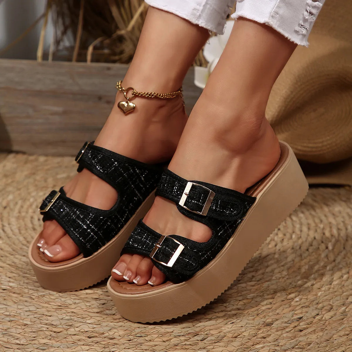 Chroma Creepers Double Buckle Platform Sandals