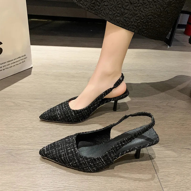 Dear Monkey Point Toe Kitten Heel Slingback Pumps