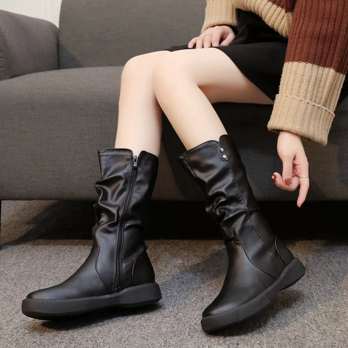 GraceStep Round Toe Platform Boots