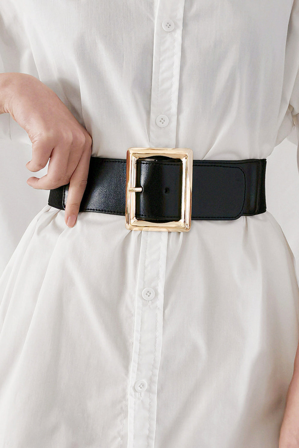 H.Y Rectangle Buckle Elastic Wide Belt