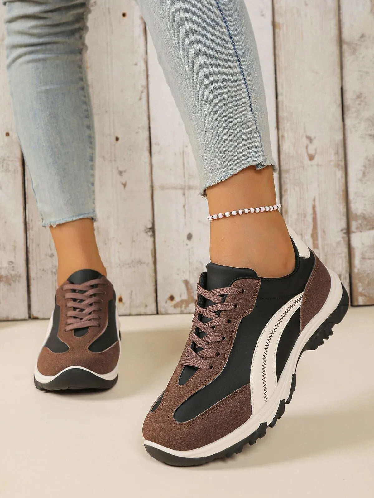 Dear Monkey Contrast Lace Up Athletic