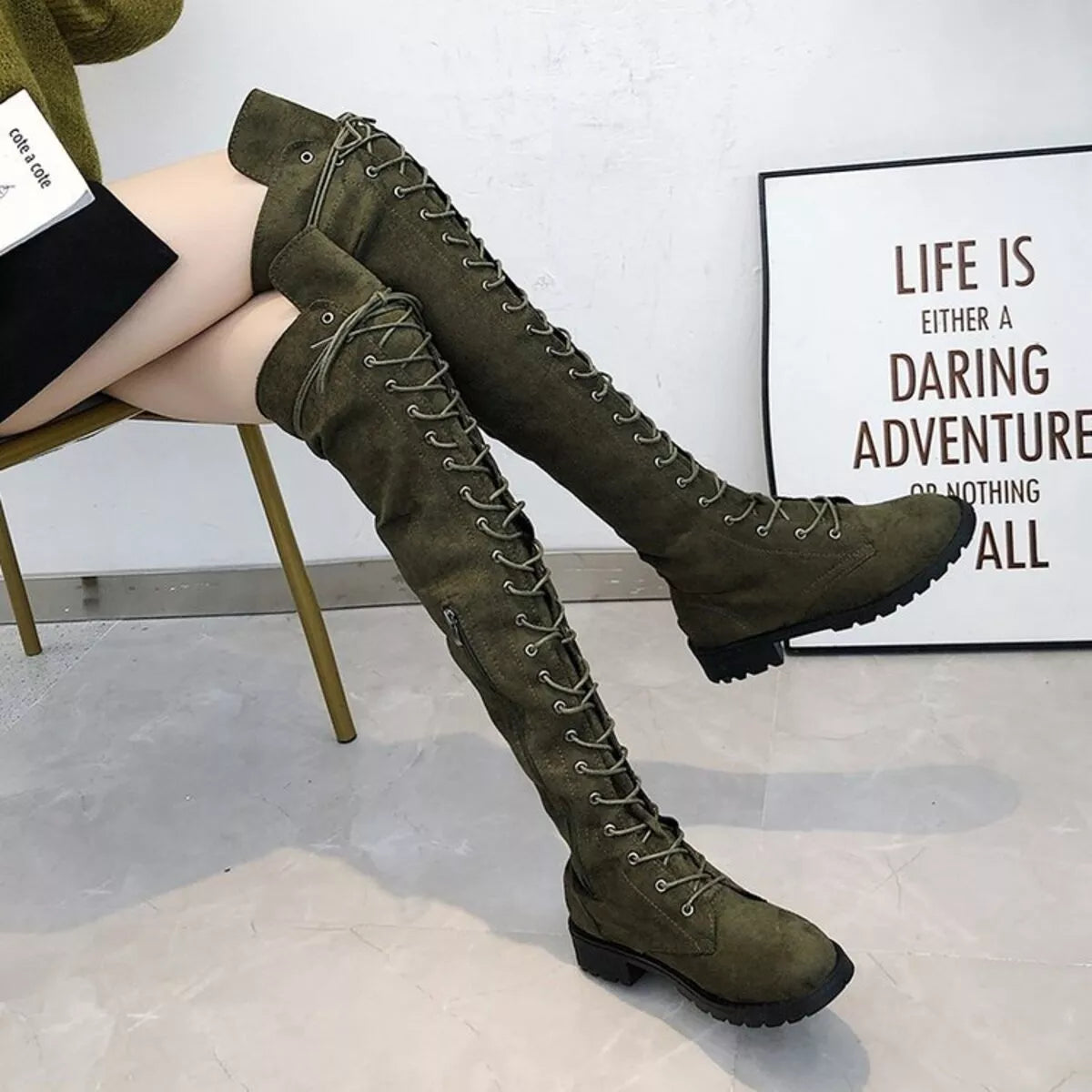 GraceStep Lace-Up Over-the-Knee Boots
