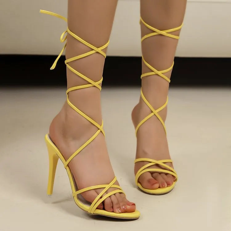 Classy Ballet Flats Cross Strap Stiletto Sandals