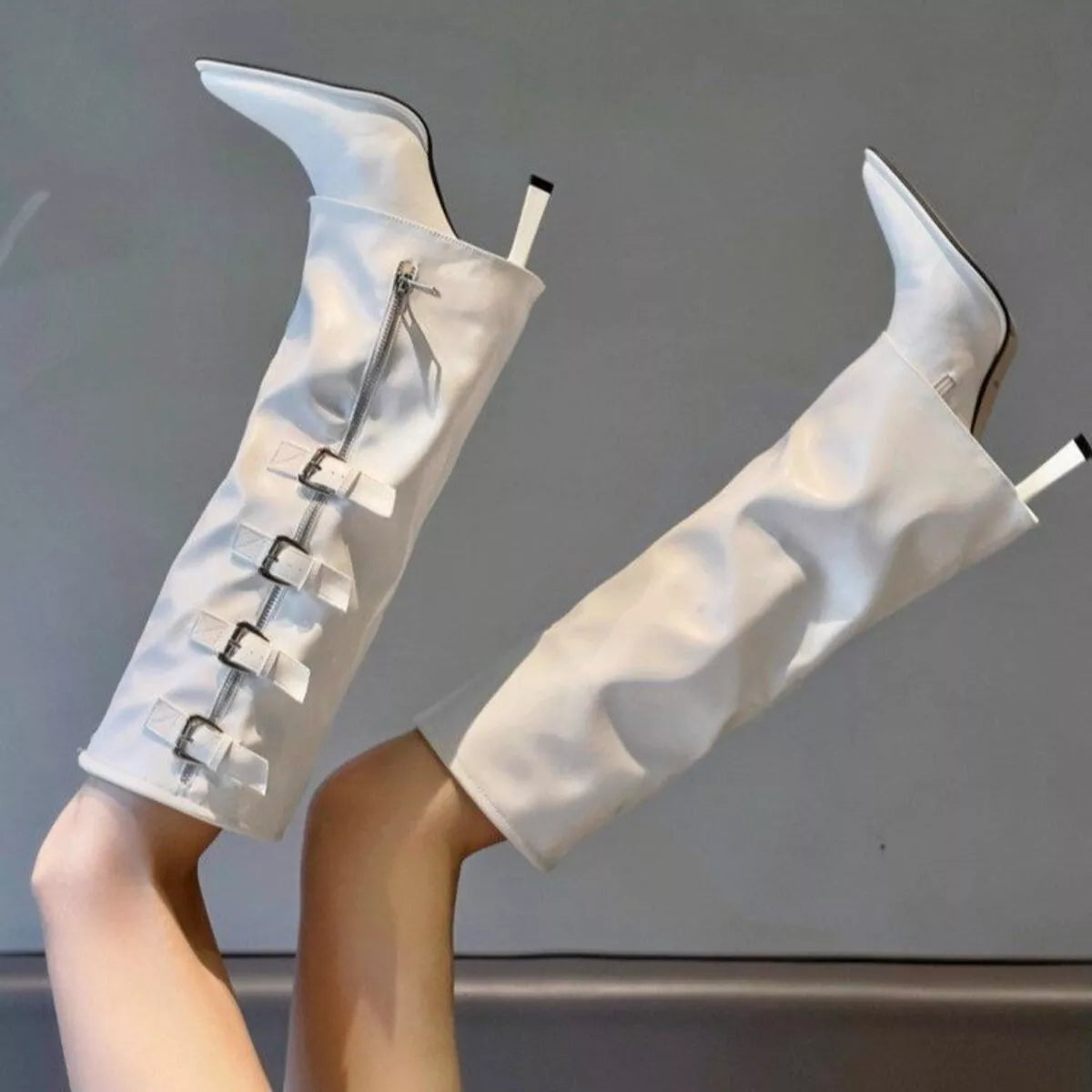 Classy Ballet Flats Point Toe Buckle Stiletto Boots