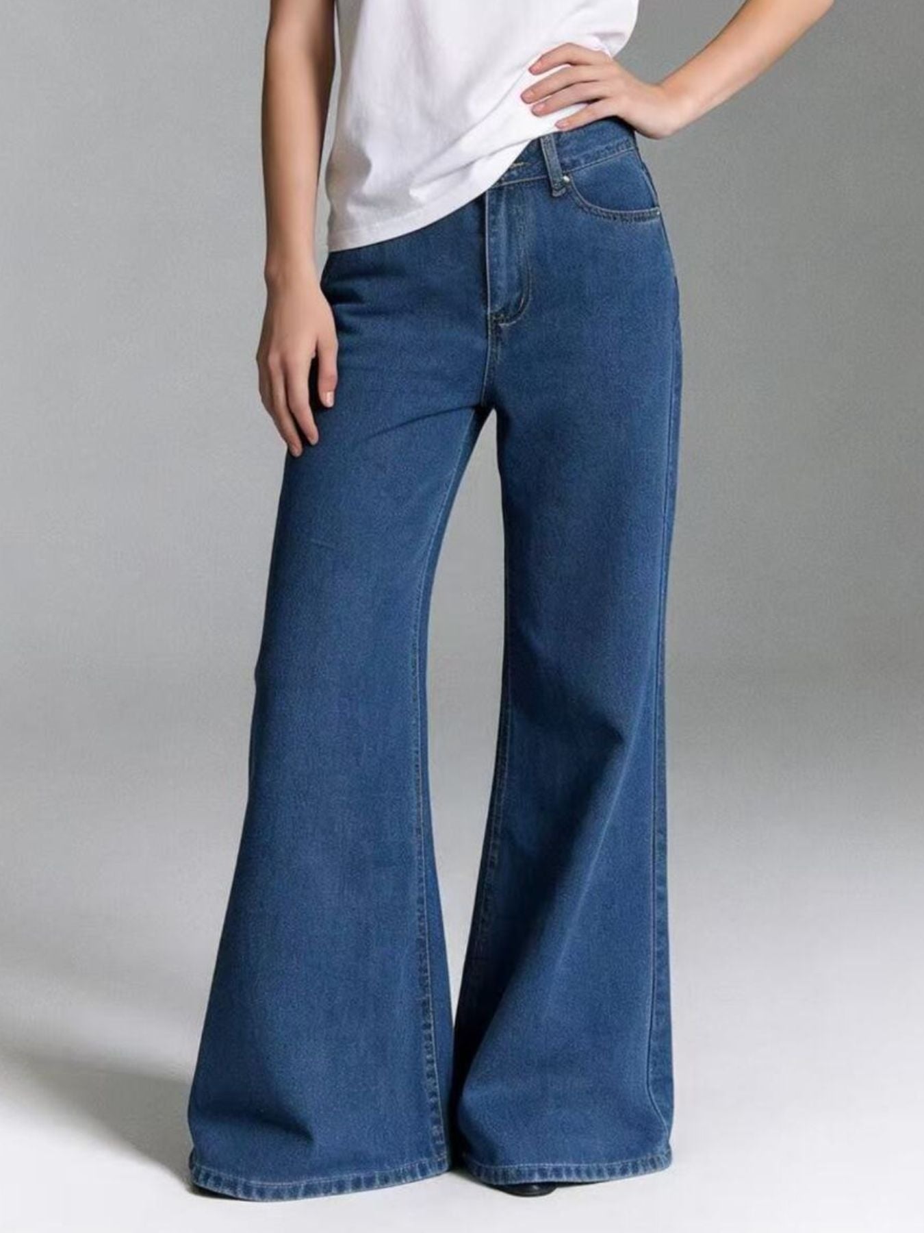 Dreamy Drapes High-Waisted Flare Leg Jeans