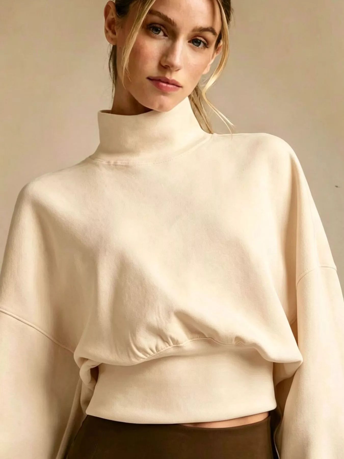 Sara Rue Turtleneck Dropped Shoulder Sweatshirt
