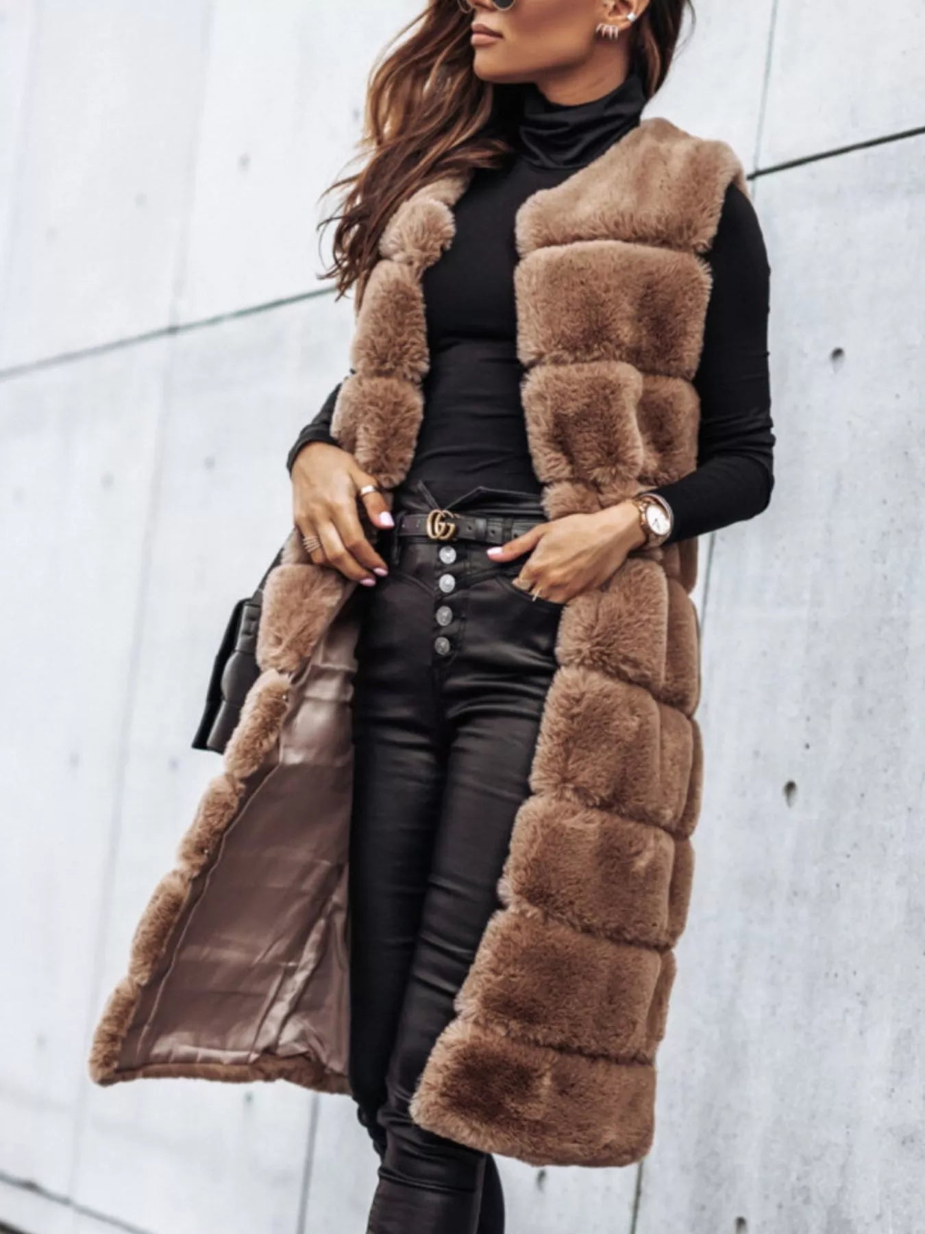 Shamara Faux Fur Longline Vest Coat