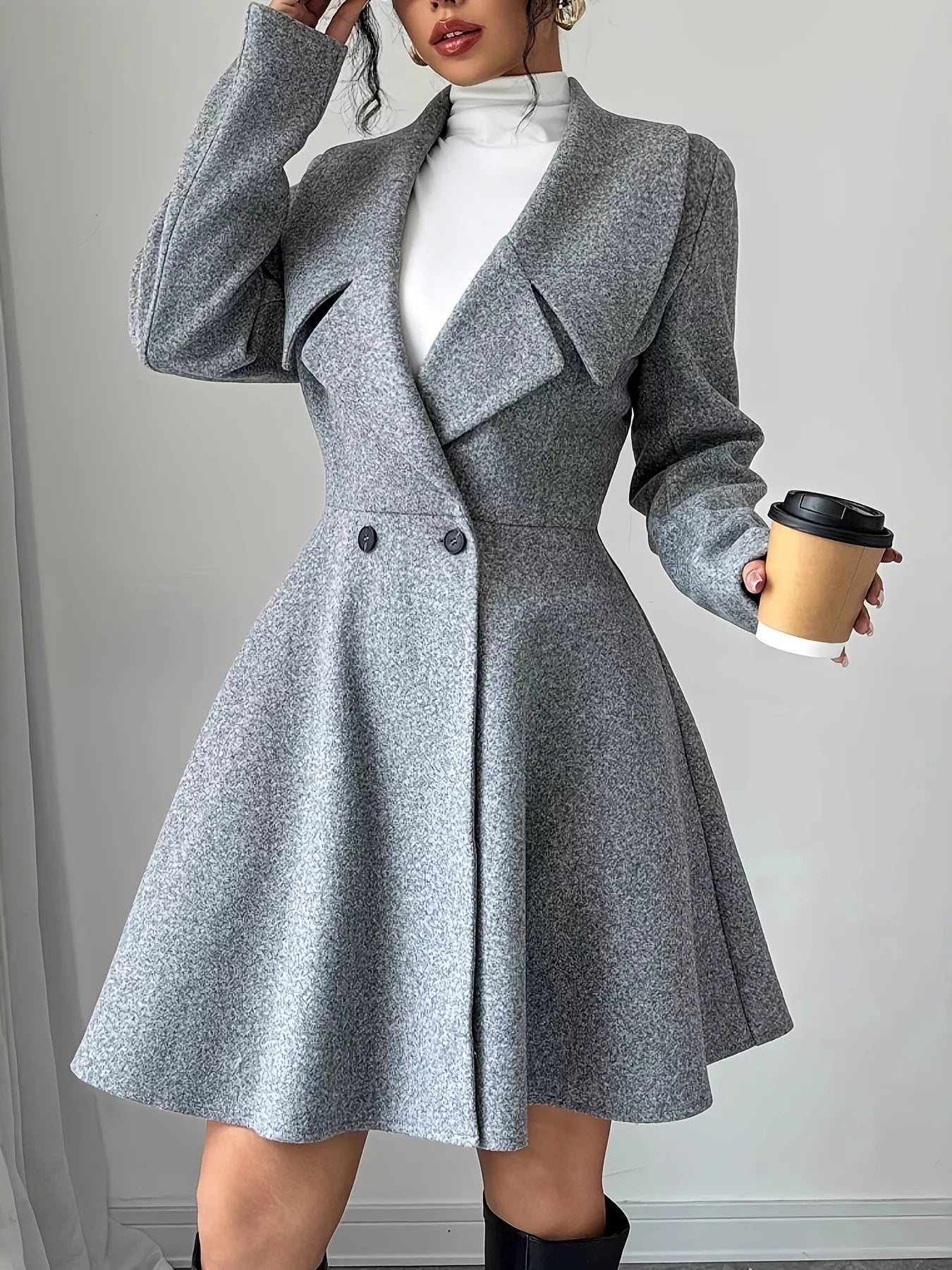 Taffy Double-Breasted Long Sleeve Outerwear