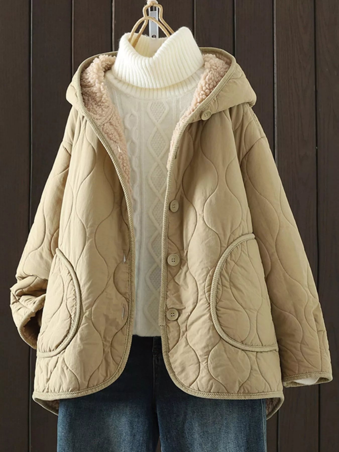 NaturalBreeze Quilted Hooded Sherpa Lined Outerwear