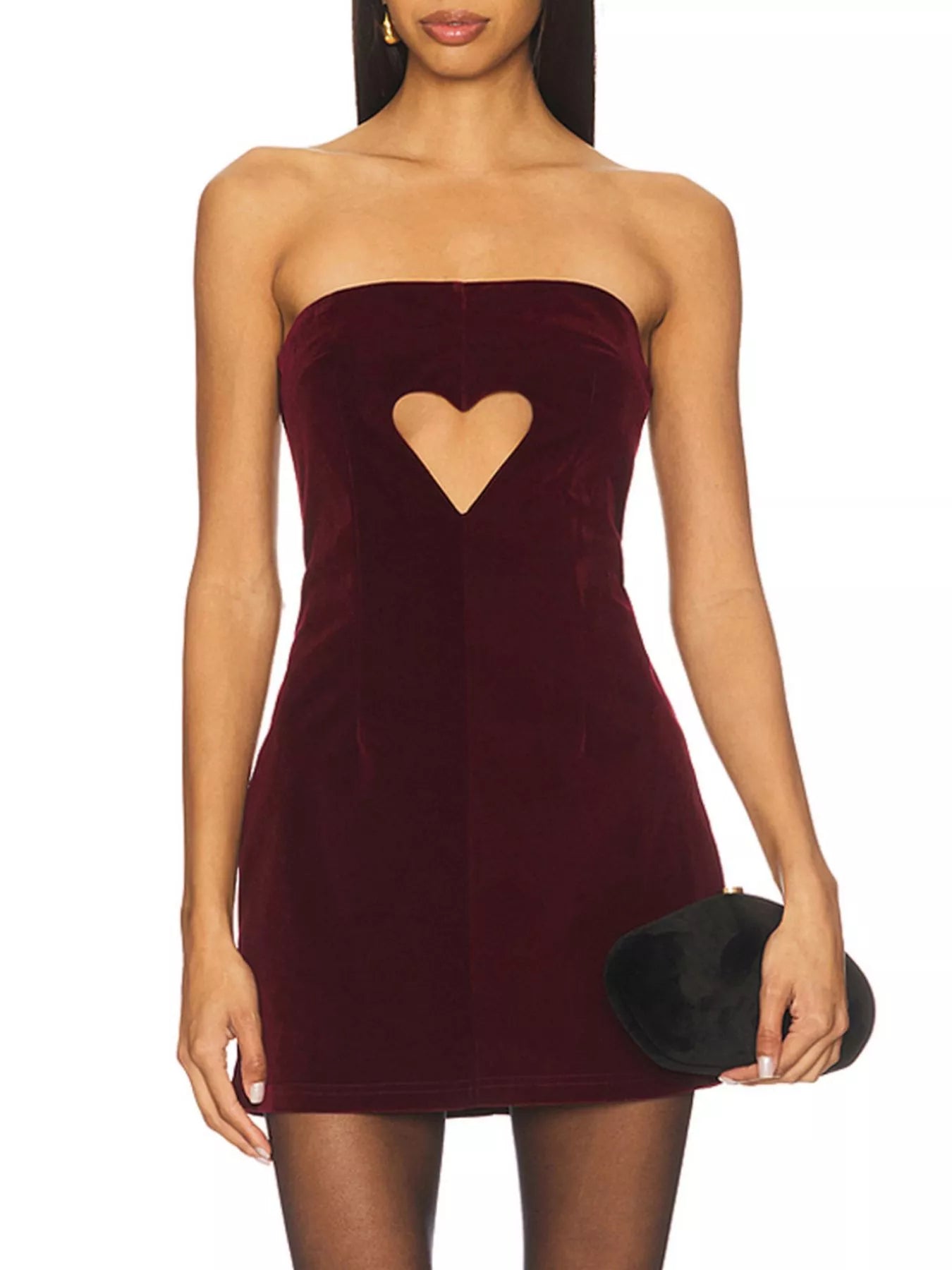 Elegant Edge Heart Cutout Velvet Mini Dress