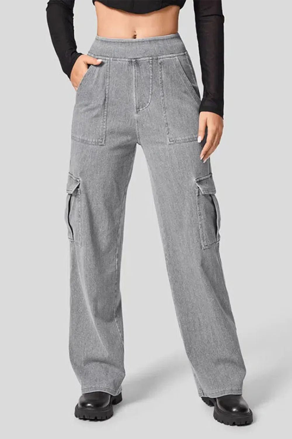 F.S.Lu High Waist Straight Leg Cargo Jeans