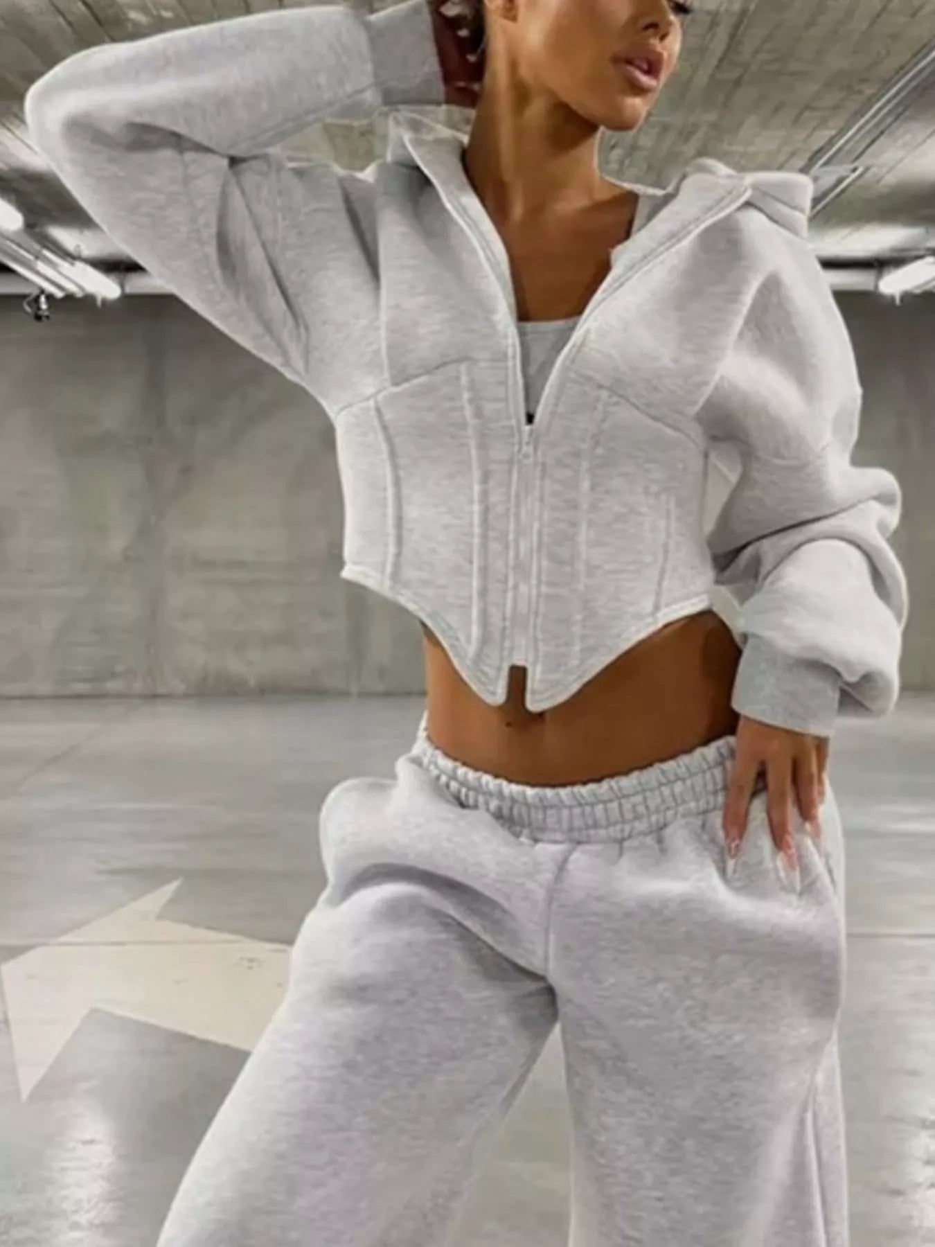 Daisy Zip-Up Cropped Hoodie
