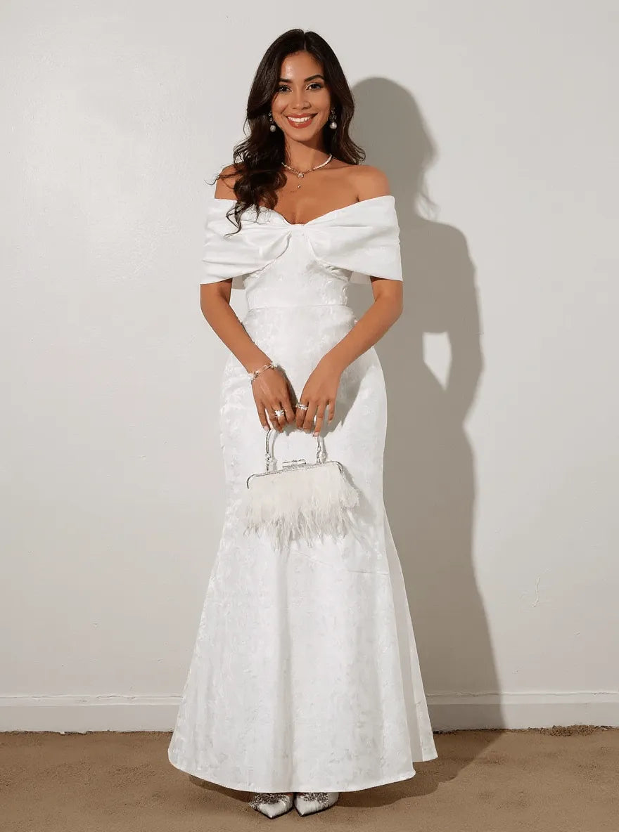 Devine Bow Off-Shoulder Maxi Dress