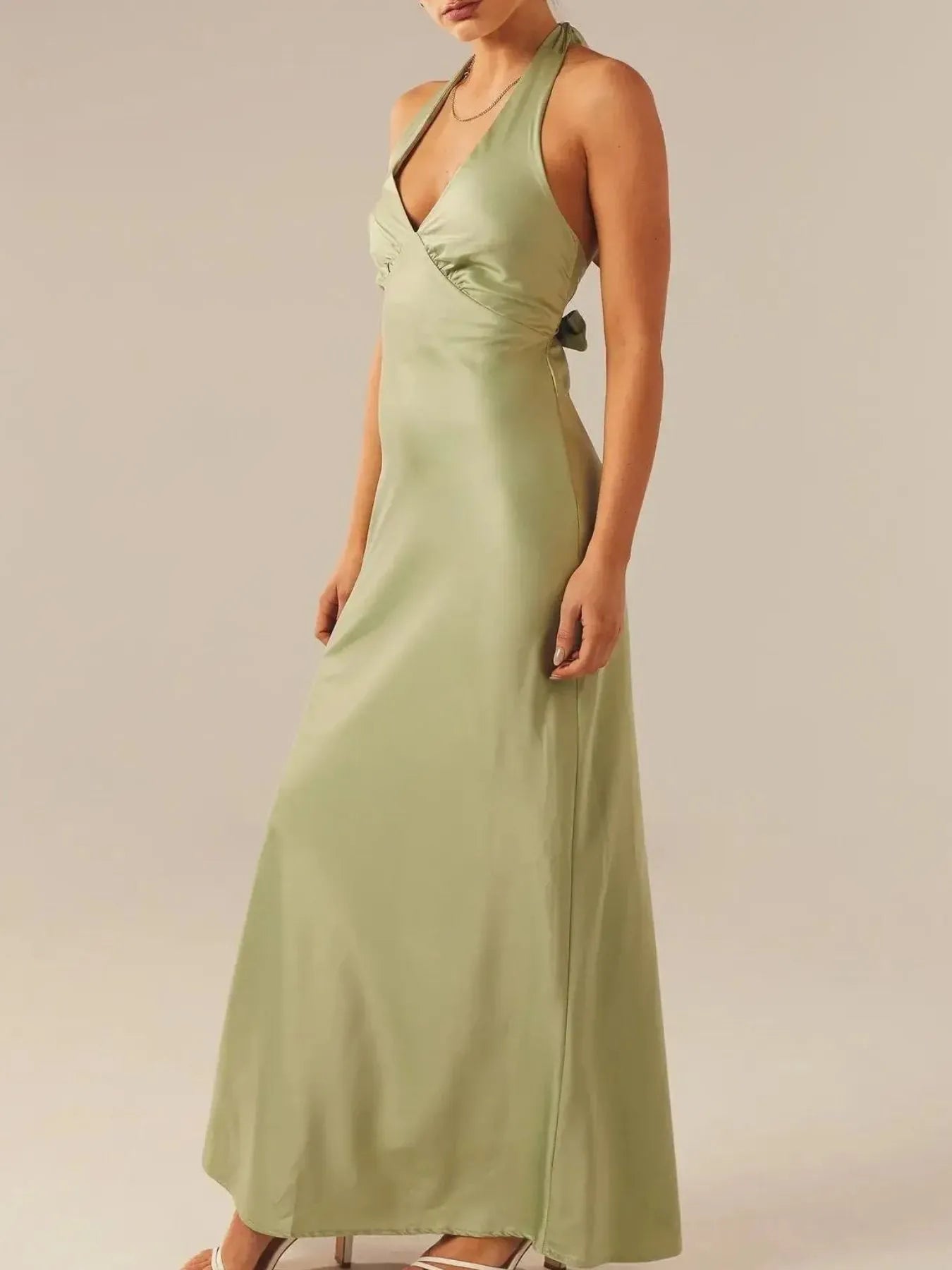 Original Xpression Halter Neck Wrap Maxi Dress with Tie Detail
