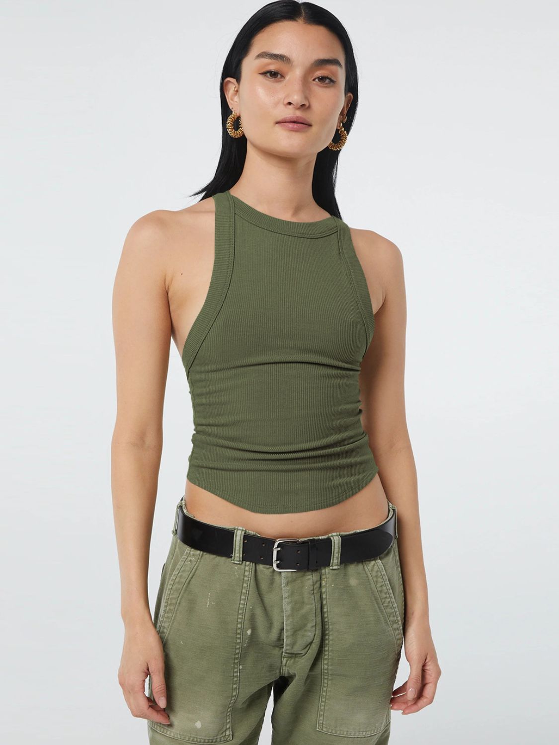 MDML Halter Neck Ribbed Cropped Top