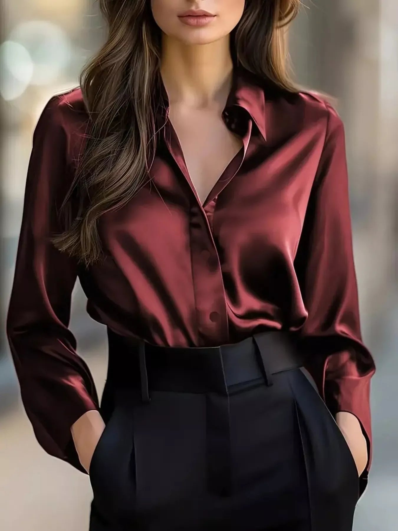 PassionFlower Button Down Collared Neck Long Sleeve Shirt